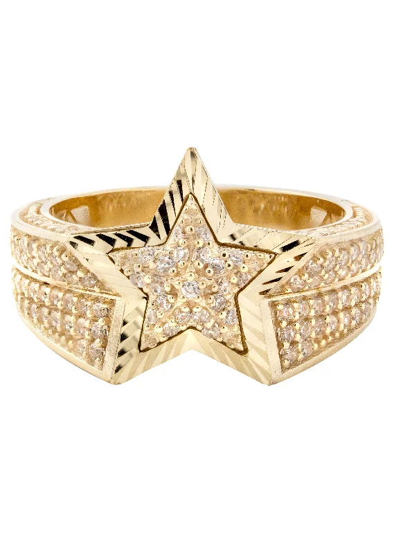 Jewelry Sale Alert – Shop Timeless Elegance Today 10K Gold Cz Star Ring For Men | 7 Grams