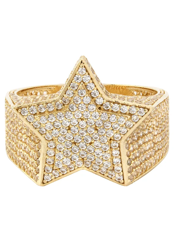 Elegant Jewelry, Affordable Luxury – Shop Now 10K Gold Cz Star Ring For Men | 7 Grams