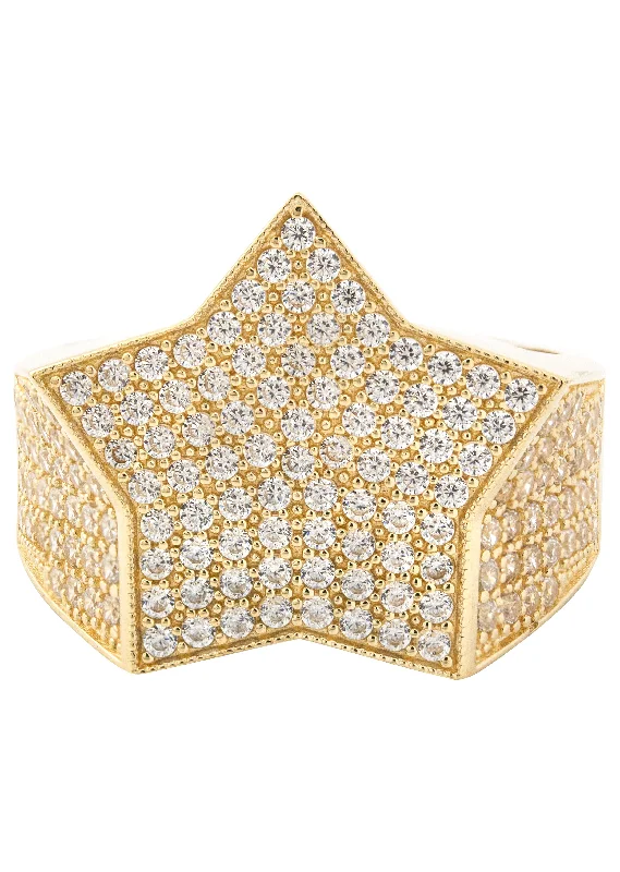 Chic, Trendy, And Affordable Jewelry Sale 10K Gold Cz Star Ring For Men | 7 Grams