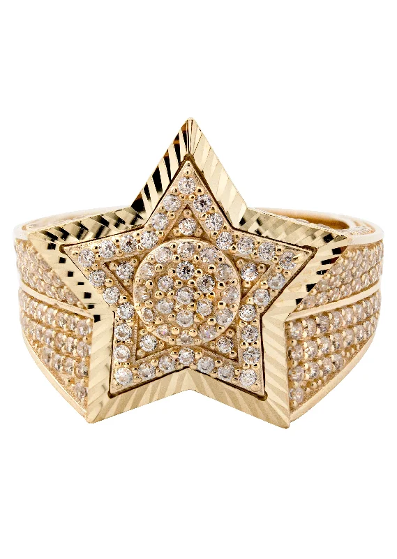 Sparkle More For Less – Jewelry Sale Happening Now 10K Gold Cz Star Ring For Men | 8 Grams