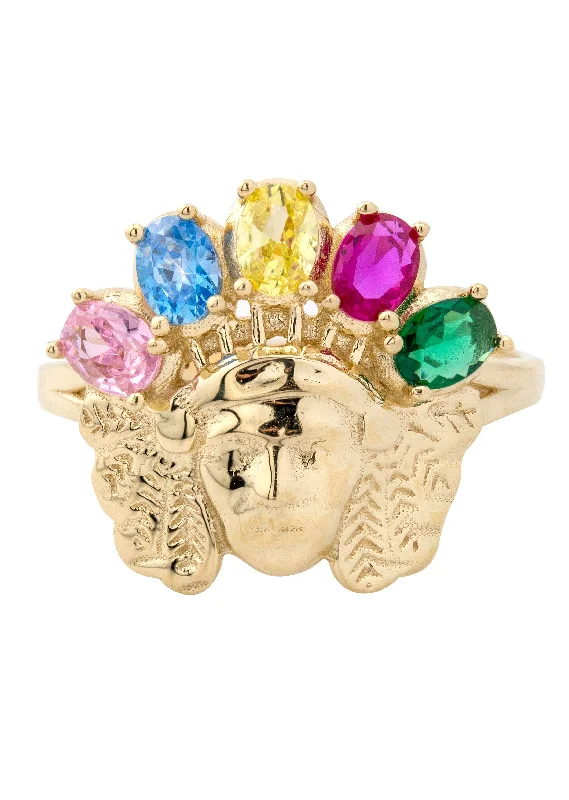 Trending Jewelry Styles Now At Limited-Time Discounts 10K Gold Indian Chief Ring For Men | 2.3 Grams