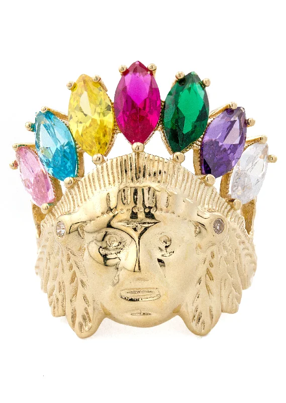 Fashion-Forward Jewelry At Incredible Prices 10K Gold Indian Chief Ring For Men | 7.6 Grams