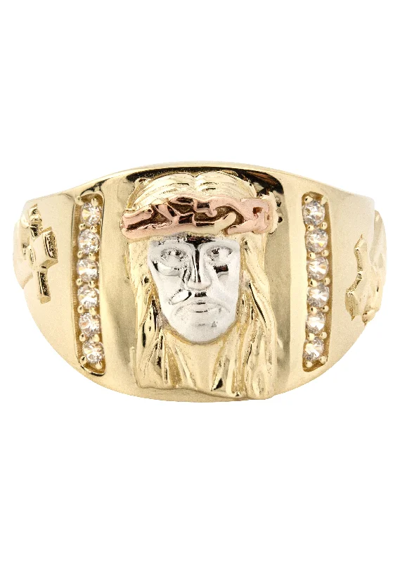 Shop Dazzling Jewelry At The Best Prices 10K Gold Jesus Ring For Men | 6 Grams