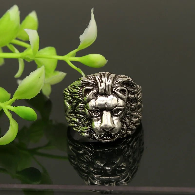 Sparkle For Less – Shop Our Limited-Time Jewelry Deals 925 sterling silver handmade excellent lion face vintage antique stylish ring band unisex customized jewelry from Rajasthan india sr273
