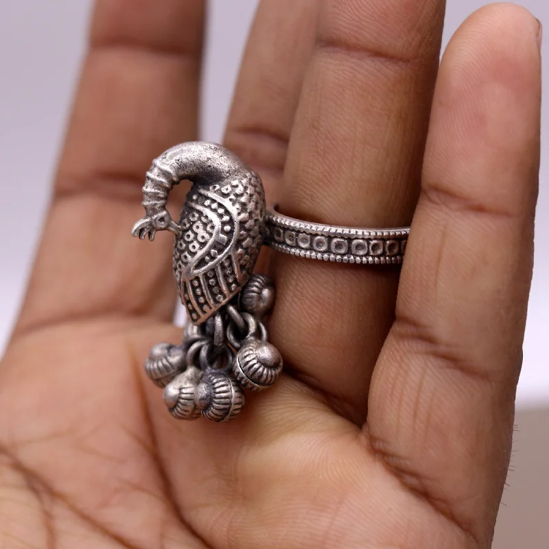 Modern Statement Jewelry For Bold Styling 925 sterling silver handmade fabulous peacock design ring with amazing noisy jingle bells excellent customized jewelry for belly dance sr266