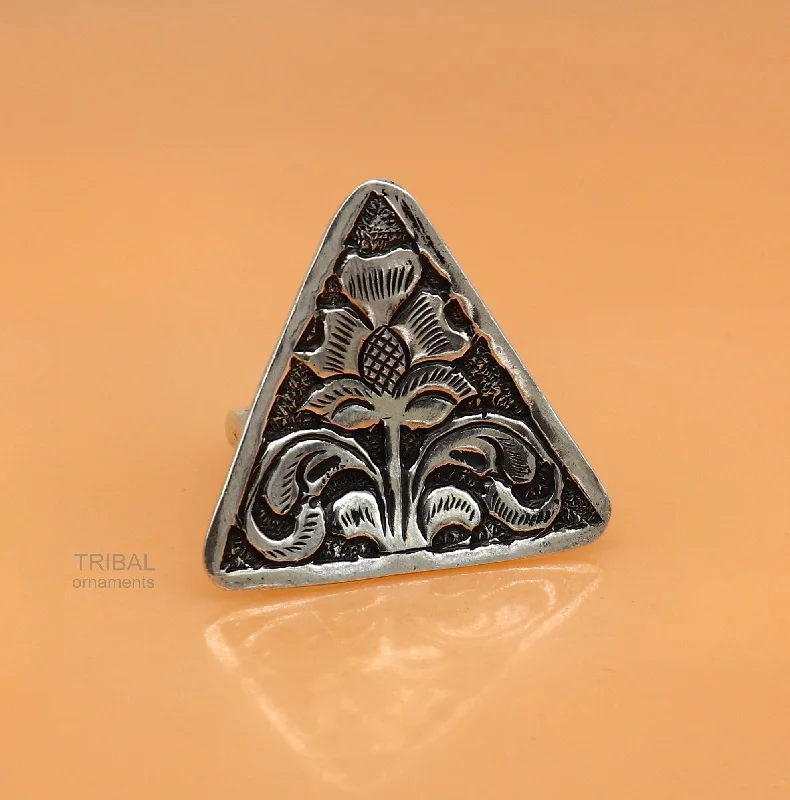 Celebrate Every Occasion With Sparkling Savings 925 sterling silver handmade gorgeous triangle shape adjustable ring band, unisex stylish gifting chitai work tribal ethnic jewelry sr301 Celebrate Every Occasion With Sparkling Savings 925 sterling silver handmade gorgeous triangle shape adjustable ring band, unisex stylish gifting chitai work tribal ethnic jewelry sr301