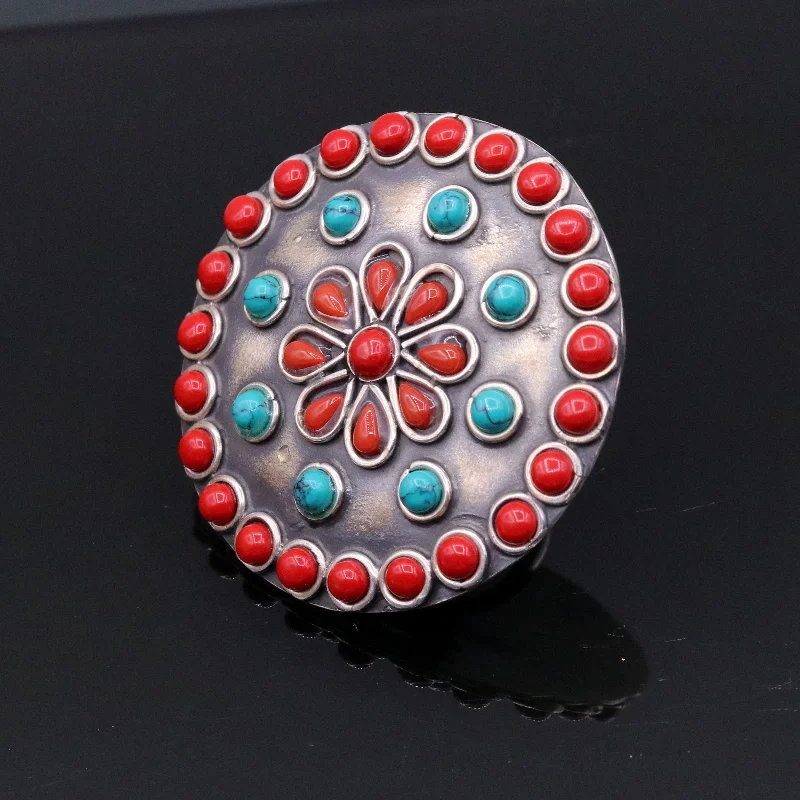 Elevate Your Jewelry Collection With Limited-Time Savings 925 sterling silver handmade gorgeous turquoise and red coral stone jadau vintage design adjustable ring best gifting tribal jewelry sr254 Elevate Your Jewelry Collection With Limited-Time Savings 925 sterling silver handmade gorgeous turquoise and red coral stone jadau vintage design adjustable ring best gifting tribal jewelry sr254