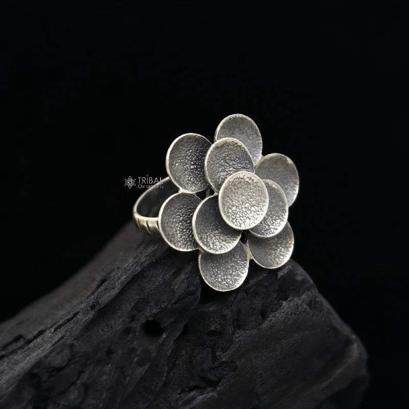 Timeless Jewelry At Special Discount Rates 925 Sterling silver Indian Cultural design handmade silver vintage flower style adjustable ring indian tribal belly dance jewelry sr398