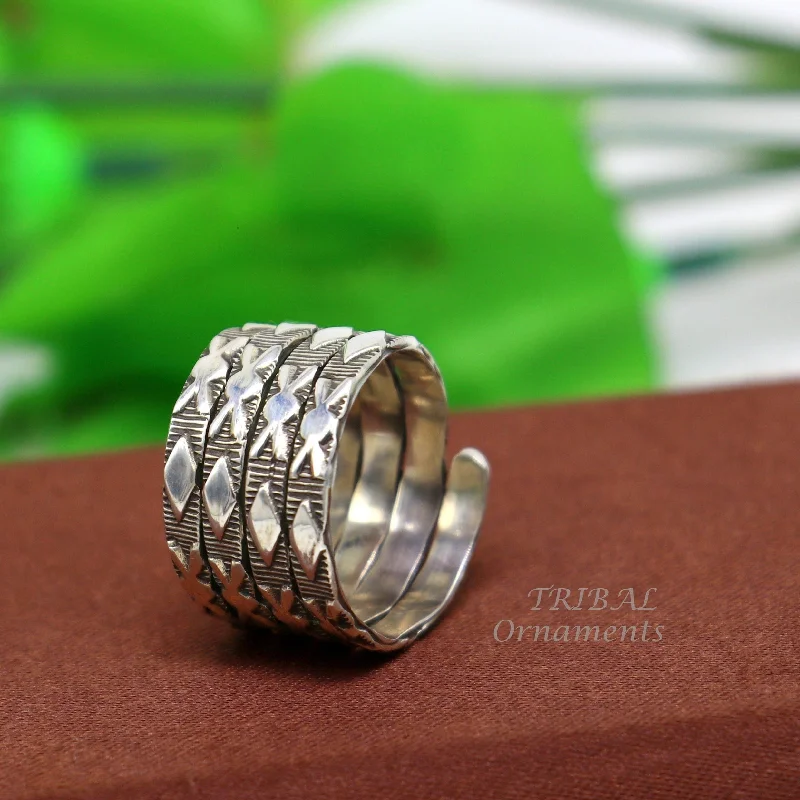 Fashion-Forward Jewelry At Exclusive Discounts 925 Sterling silver Vintage handmade solid spiral design ring band , excellent tribal customized belly dance hippie & boho jewelry sr345