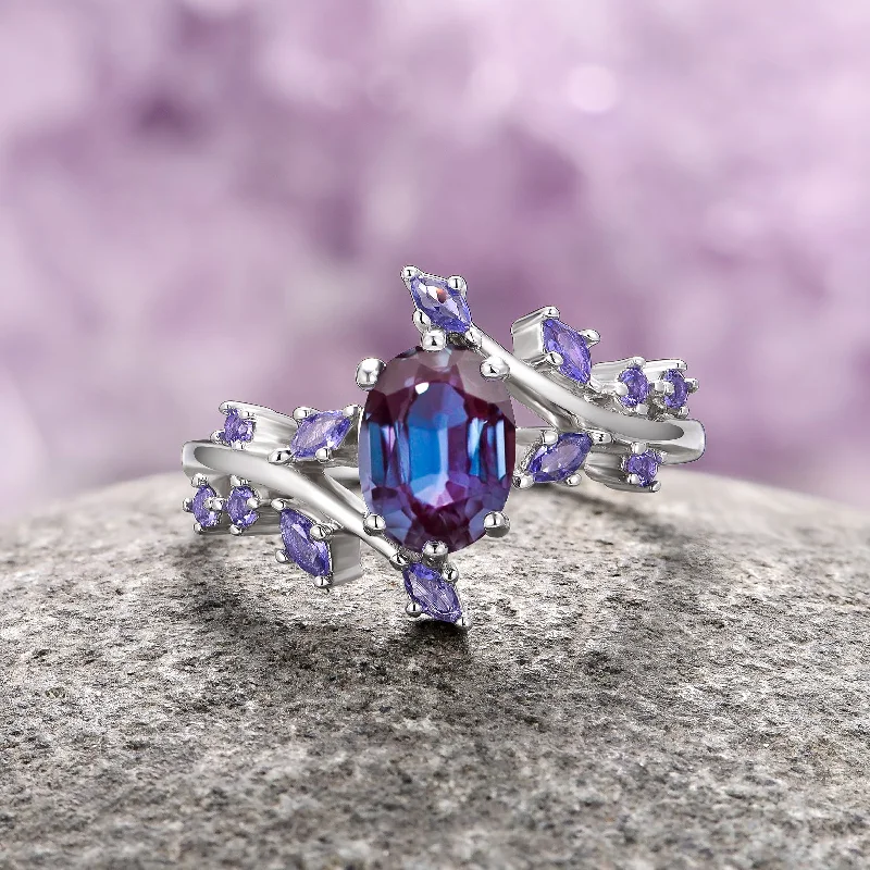 Elegant Jewelry At Unbeatable Offers – Shop Before It's Gone Alexandrite & Cornflower Sapphire Fairy Leaf Ring- 14K White Gold Elegant Jewelry At Unbeatable Offers – Shop Before It's Gone Alexandrite & Cornflower Sapphire Fairy Leaf Ring- 14K White Gold