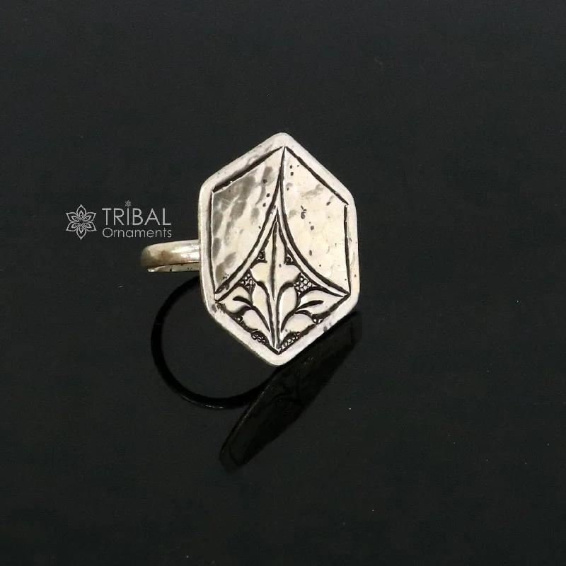 Celebrate With Sparkle – Jewelry Sale Now Live Amazing style Indian Classical cultural flower design 925 sterling silver adjustable ring, best tribal ethnic jewelry Navratri jewelry sr393
