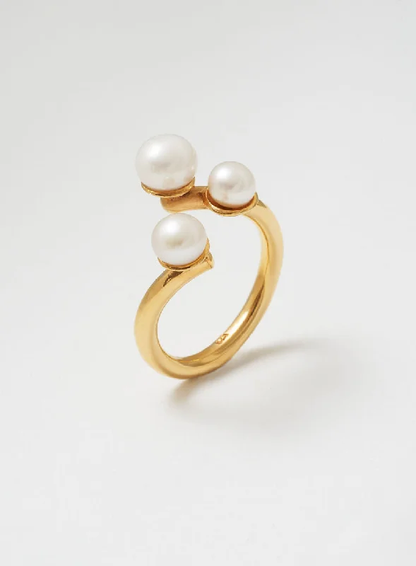 Customized Silver Jewelry For Unique Style Twisted pearl 14K Gold Plated Ring w. Pearl