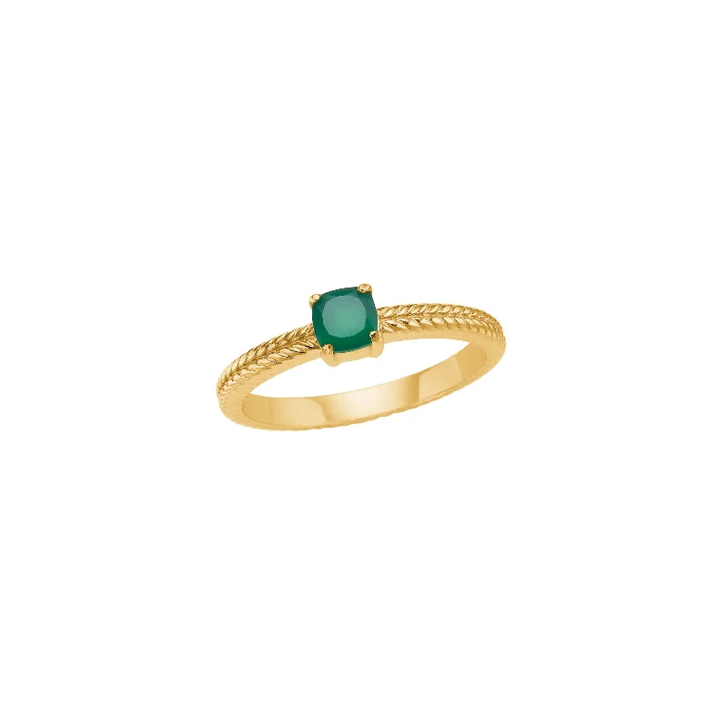 Versatile Layering Jewelry For Effortless Chic 18K Gold Plated Ring w. Green Agate