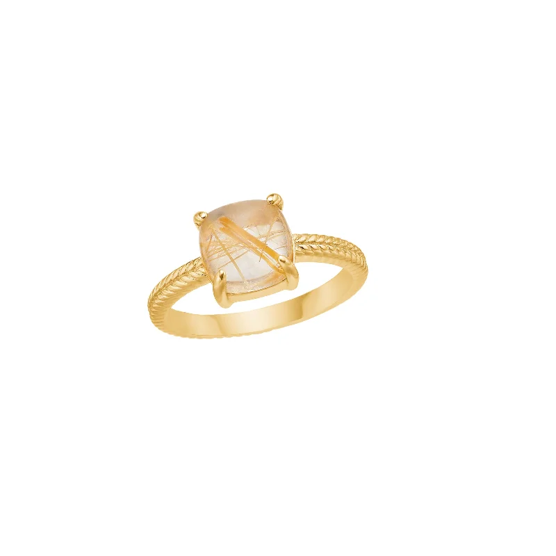 18K Gold Plated Ring w. Rutile Quartz