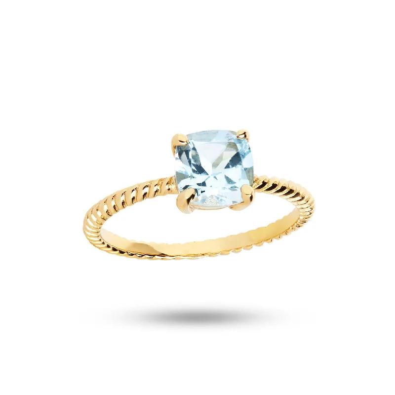 Gem Candy Large Blue 18K Gold Plated Ring w. Topaz