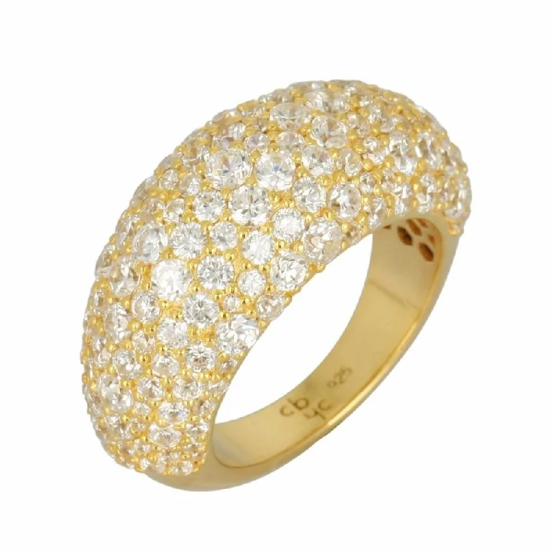 Discounted Luxury Jewelry – Shine Without The Splurge Pebble Gold Plated Ring w. Zirconia