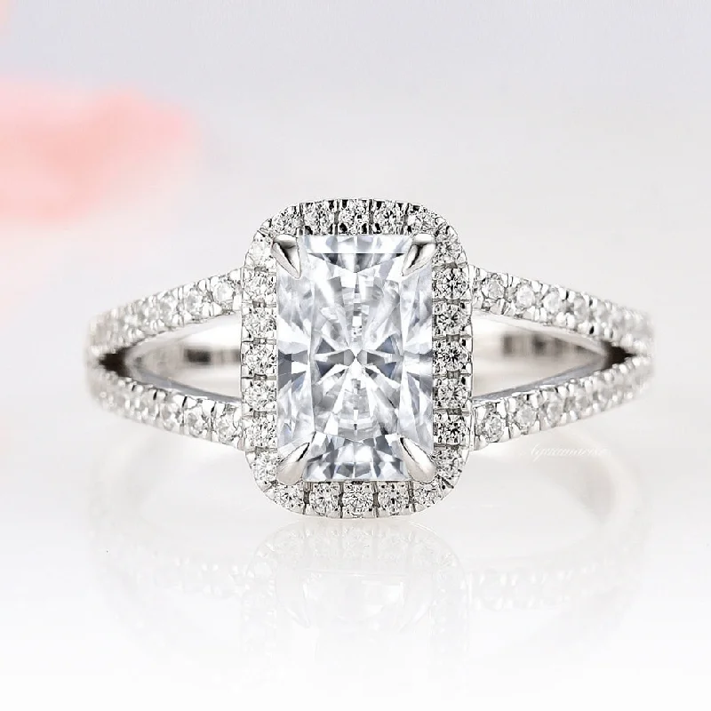 Elegant Jewelry Styles At Budget-Friendly Prices Emerald Cut Split Engagement Ring- 14K White Gold