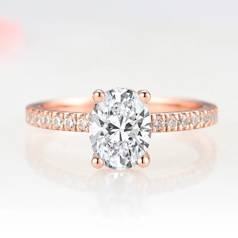 Luxury Jewelry Sale – Sparkle For Less Elle Engagement Ring- 14K Solid Rose Gold (Hidden Halo)