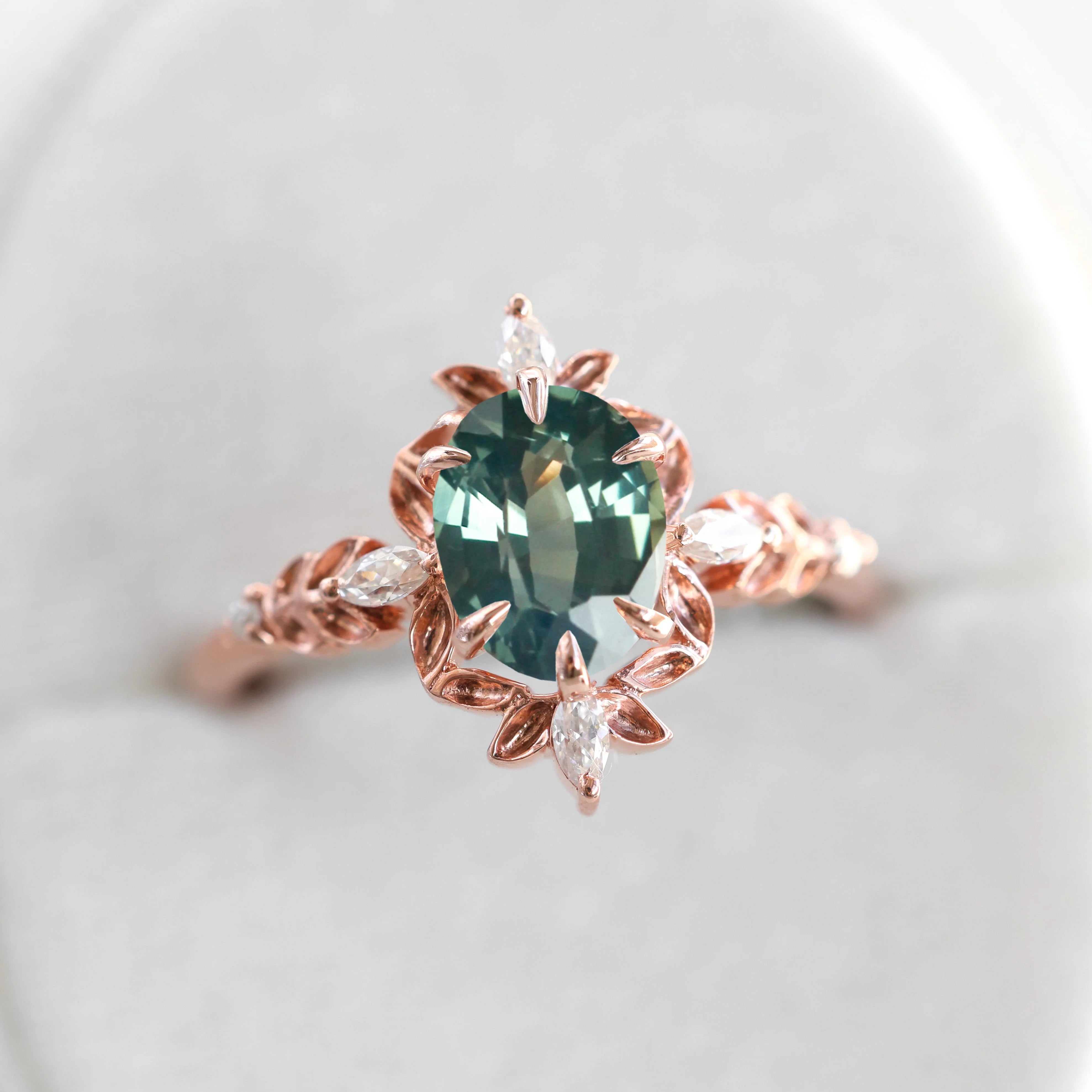 Modern Statement Jewelry For Bold Styling Enya Green Sapphire Diamond Engagement Ring