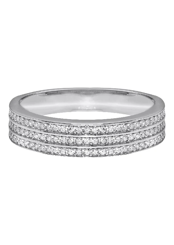 Mens Silver CZ Wedding Band Ring | Appx 3.4 Grams