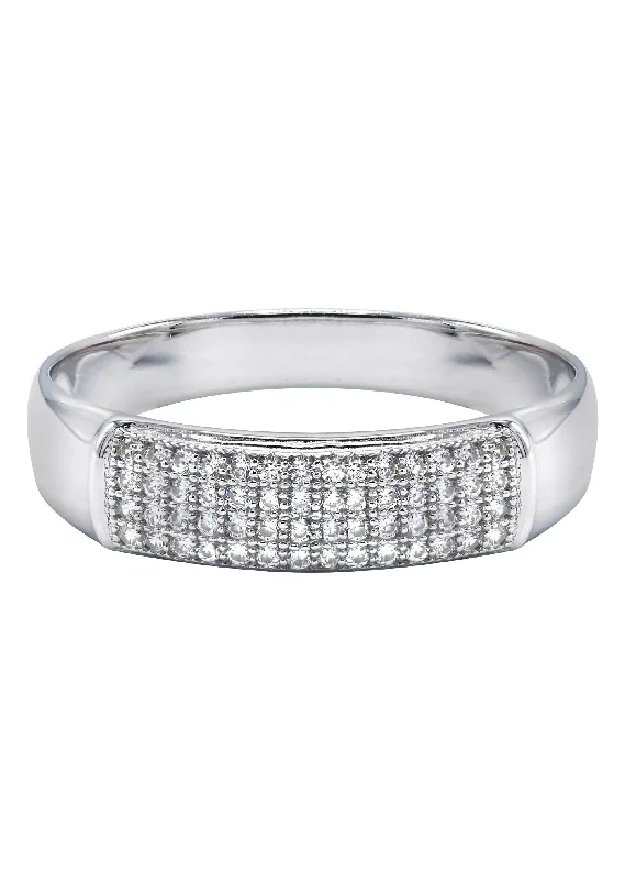 Mens Silver CZ Wedding Band | Appx 2.4 Grams