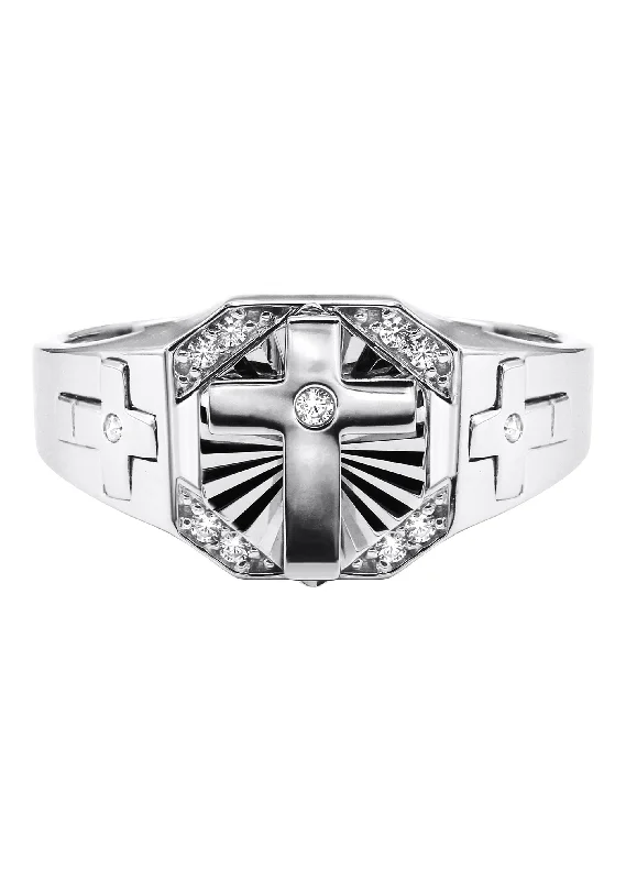 Mens Silver CZ Cross Ring | Appx 4.2 Grams