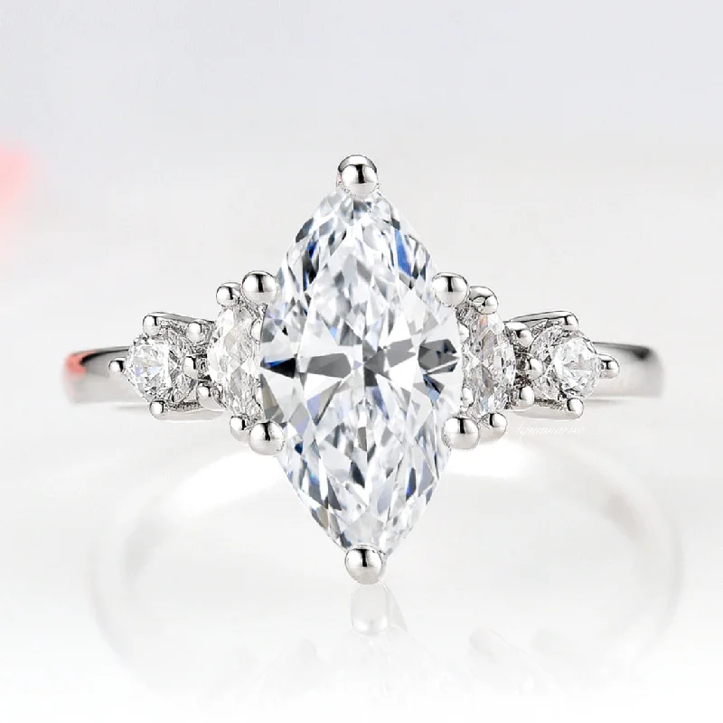 Exclusive Jewelry Sale Event – Shop Now Marquise Cut Engagement Ring- 14K White Gold