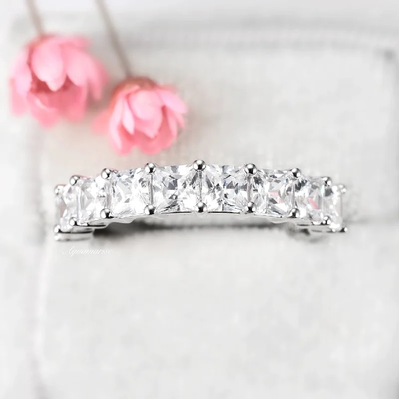 Celebrate With Sparkle – Jewelry Sale Now Live 3.5MM Princess Cut Diamond Wedding Band- 14K White Gold