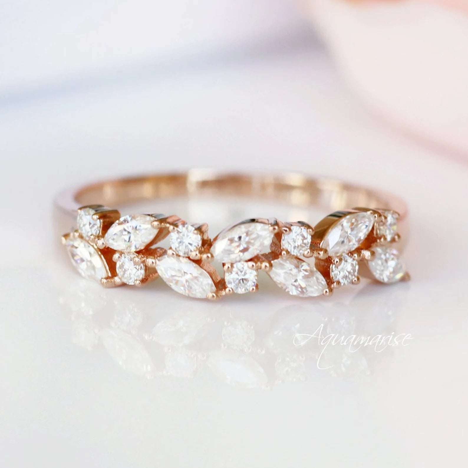 Gorgeous Jewelry, Limited-Time Savings Marquise Wedding Band- 14K Solid Rose Gold
