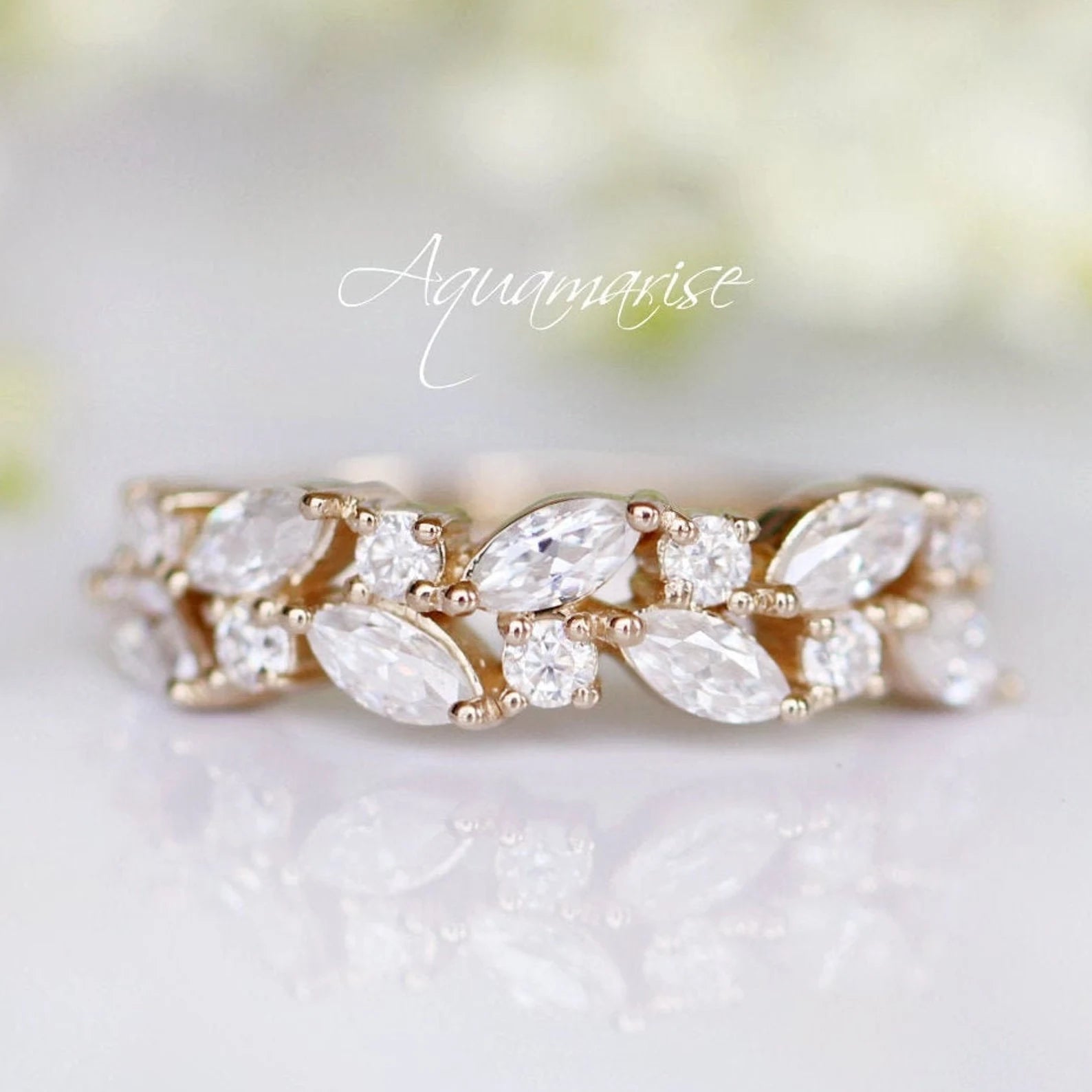 Timeless Jewelry At Special Discount Rates Marquise Wedding Band - 14K Solid Yellow Gold