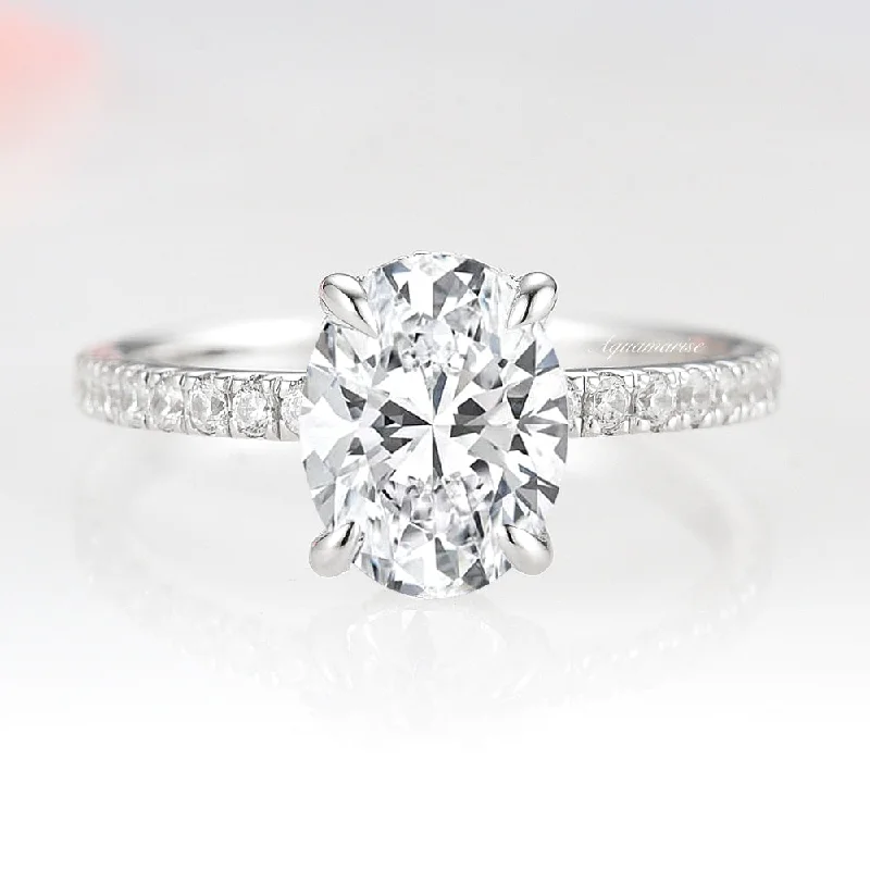 Jewelry Sale – Exclusive Styles At Lower Prices Elle Hidden Halo Moissanite or Diamond Engagement Ring- 14K White Gold