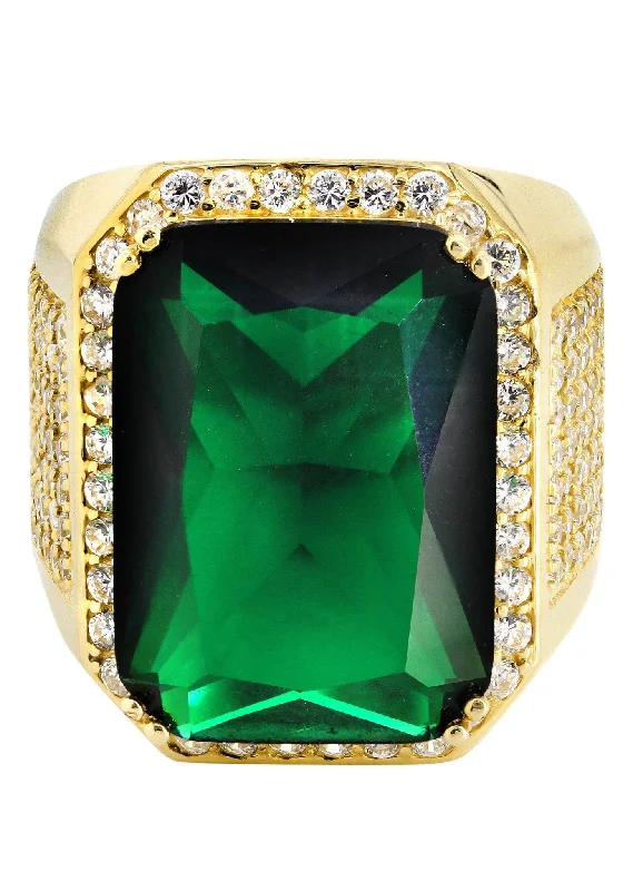 Emerald 10K Gold Mens Ring | 21.1 Grams