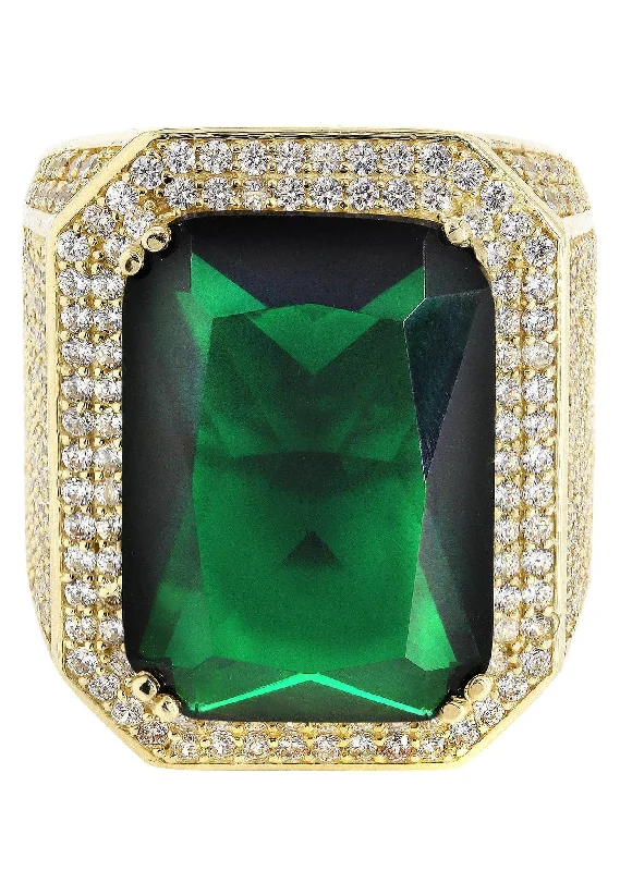 Emerald 10K Gold Mens Ring | 26.5 Grams