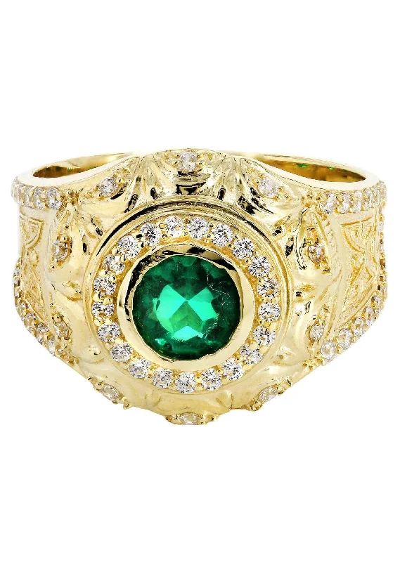 Emerald 10K Gold Mens Ring | 6.6 Grams