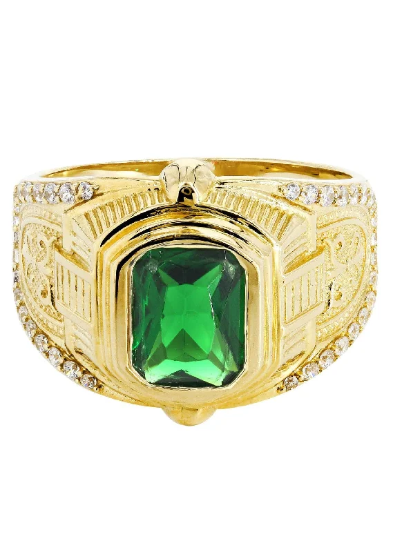 Emerald  10K Gold Mens Ring | 7.2 Grams