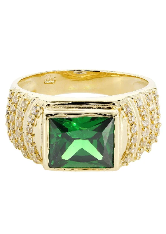 Emerald  10K Gold Mens Ring | 8.1 Grams