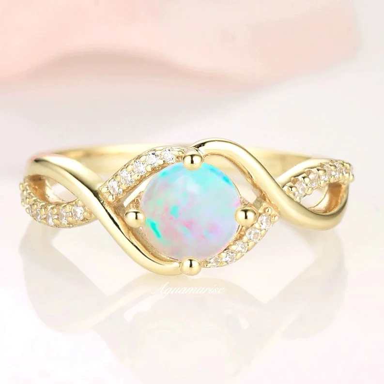 Flash Sale On Exquisite Jewelry – Don't Miss Out Entwined Natural Australian Opal Ring- 14K Solid Yellow Gold Flash Sale On Exquisite Jewelry – Don't Miss Out Entwined Natural Australian Opal Ring- 14K Solid Yellow Gold