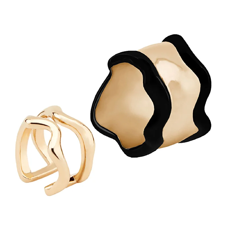 Shop Dazzling Jewelry At The Best Prices Lava black - set of two Gold Plated Rings