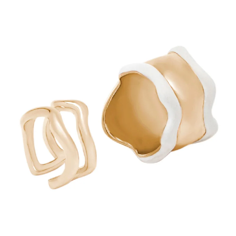 Huge Savings On Timeless Jewelry Collections Lava white - set of two Gold Plated Rings Huge Savings On Timeless Jewelry Collections Lava white - set of two Gold Plated Rings