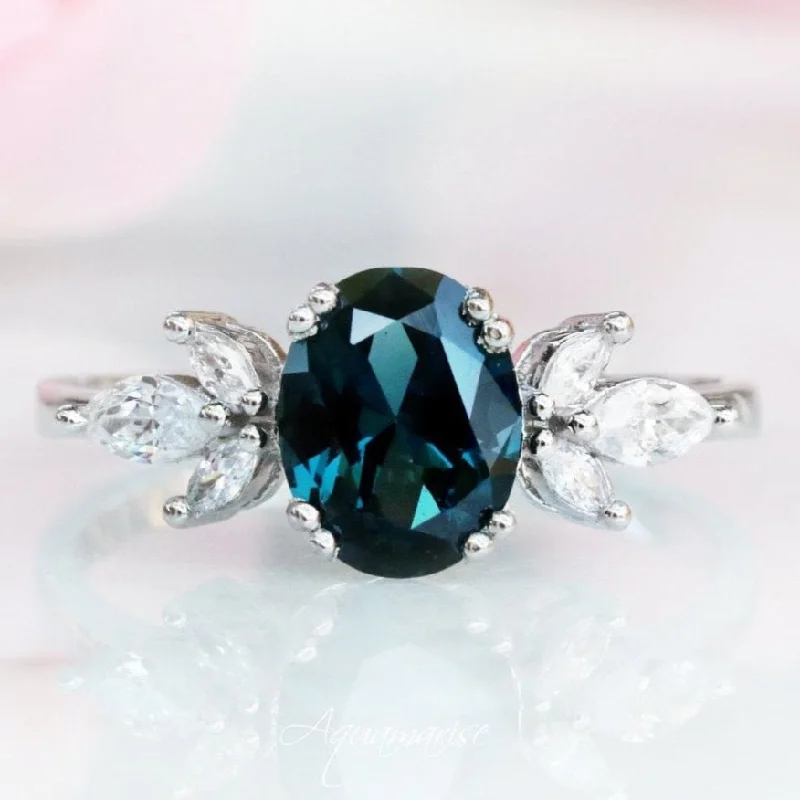 Eva Natural London Blue Topaz Ring- 14K White Gold