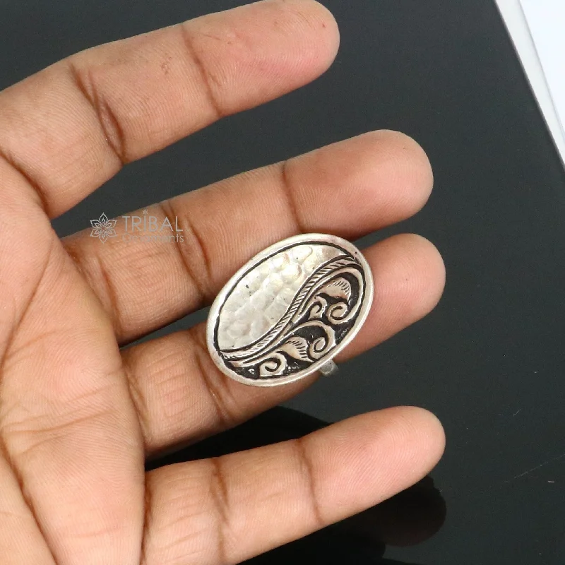 Flash Jewelry Sale – Get Stunning Pieces At Low Prices Exclusive Indian Classical cultural flower design 925 sterling silver adjustable ring, best tribal ethnic jewelry Navratri jewelry sr392