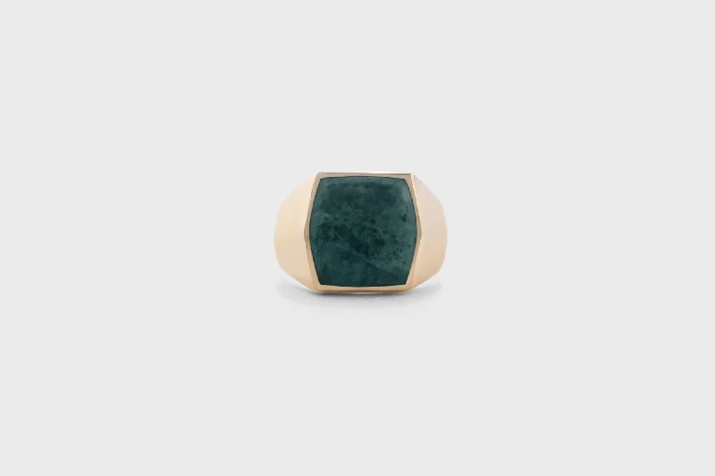 Clearance Sale On High-End Jewelry Collections IX Hexagon Marble Signet Gold Plated Ring