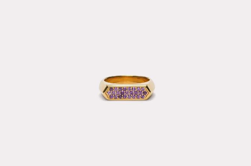 Fashion-Forward Jewelry At Incredible Prices IX Mini Hexagon Purple Gold Plated Ring