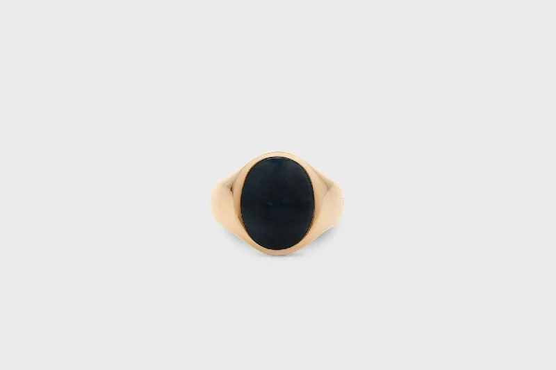 Exclusive Jewelry Bundles At Discounted Rates IX Oval Signet Hawks Eye Gold Plated Ring