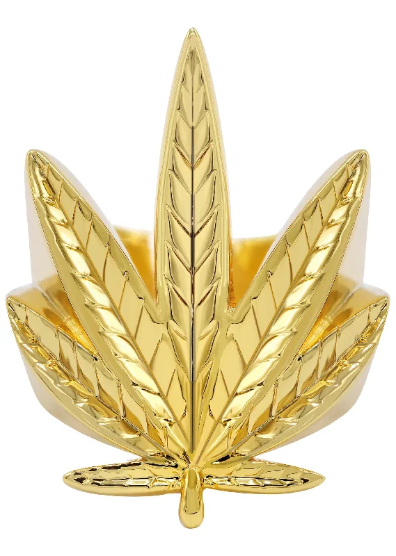 Gold Plated Marihuana Leaf Ring | 14 Grams