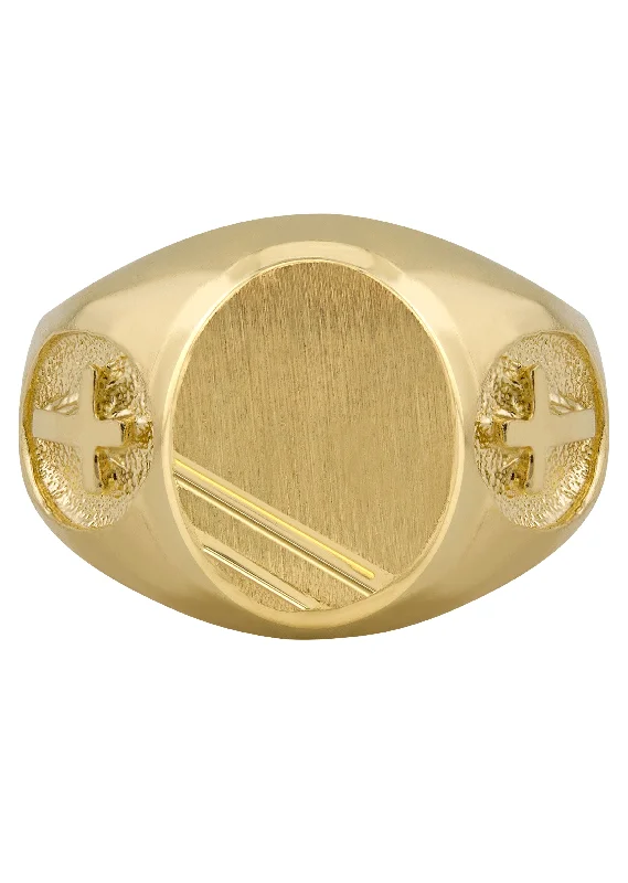 Mens Cross Signet Ring - 10K Gold | 5 Grams