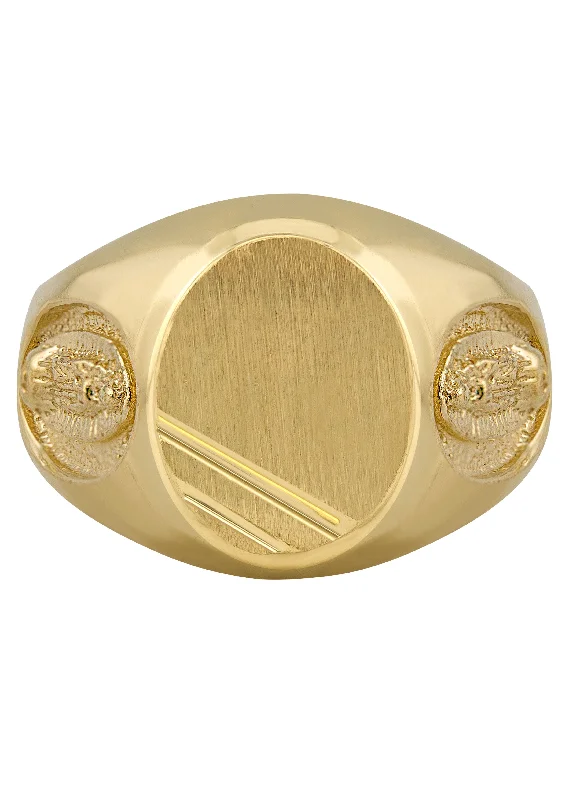 Mens Virgin Mary Signet Ring - 10K Gold | 6 Grams