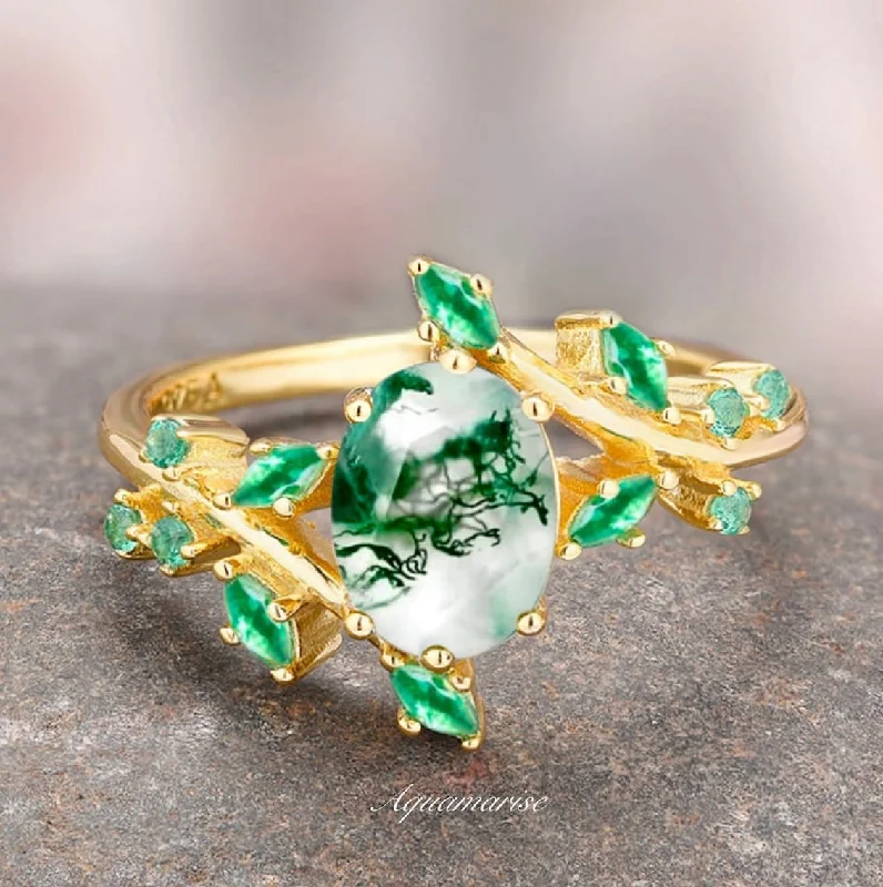 Once-A-Year Jewelry Deals – Shop Before They’Re Gone Green Moss Agate & Emerald Leaf Ring- 14K Solid Yellow Gold Once-A-Year Jewelry Deals – Shop Before They’Re Gone Green Moss Agate & Emerald Leaf Ring- 14K Solid Yellow Gold