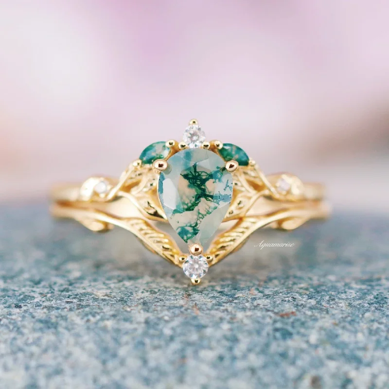 Affordable Elegance – Special Jewelry Sale Now Live Green Moss Agate Feather Ring Set- 14K Solid Yellow Gold Affordable Elegance – Special Jewelry Sale Now Live Green Moss Agate Feather Ring Set- 14K Solid Yellow Gold