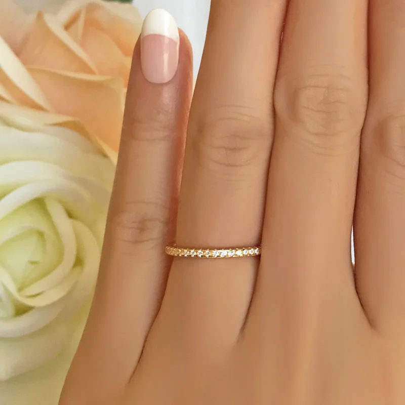 Classic Half Eternity Band - 10k Solid Yellow  Gold